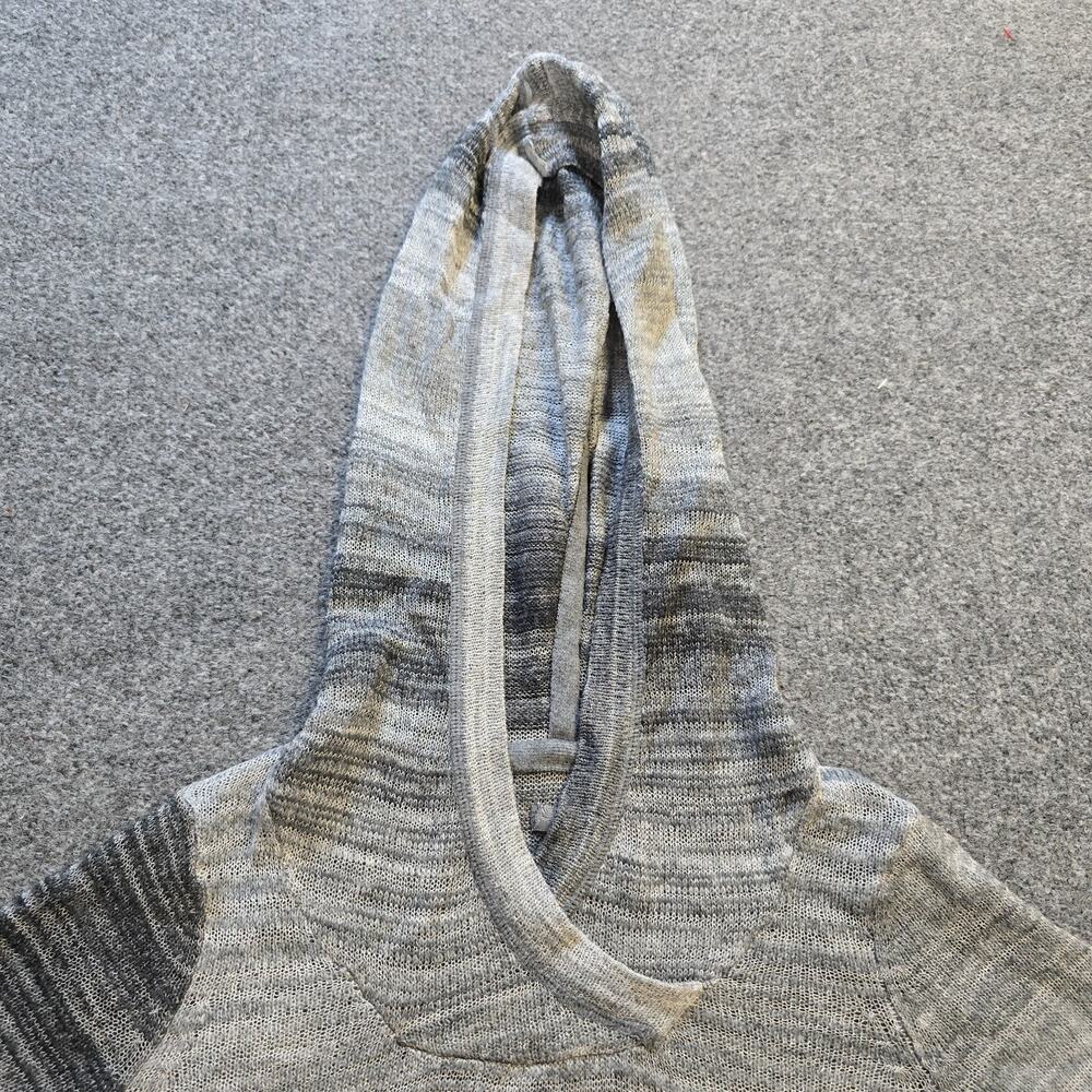 Prana Sweater Womens Size XS Black Gray Striped Hoodie Knit Long Sleeve Comfort - Picture 2 of 9